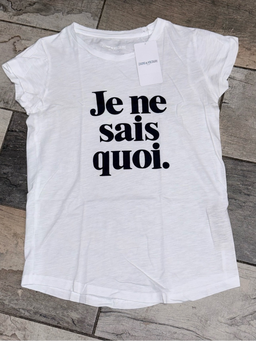 ZADIG & VOLTAIRE *NWT* Je Ne Sais Quoi White Graphic Cap Sleeve Tee | Women’s XS